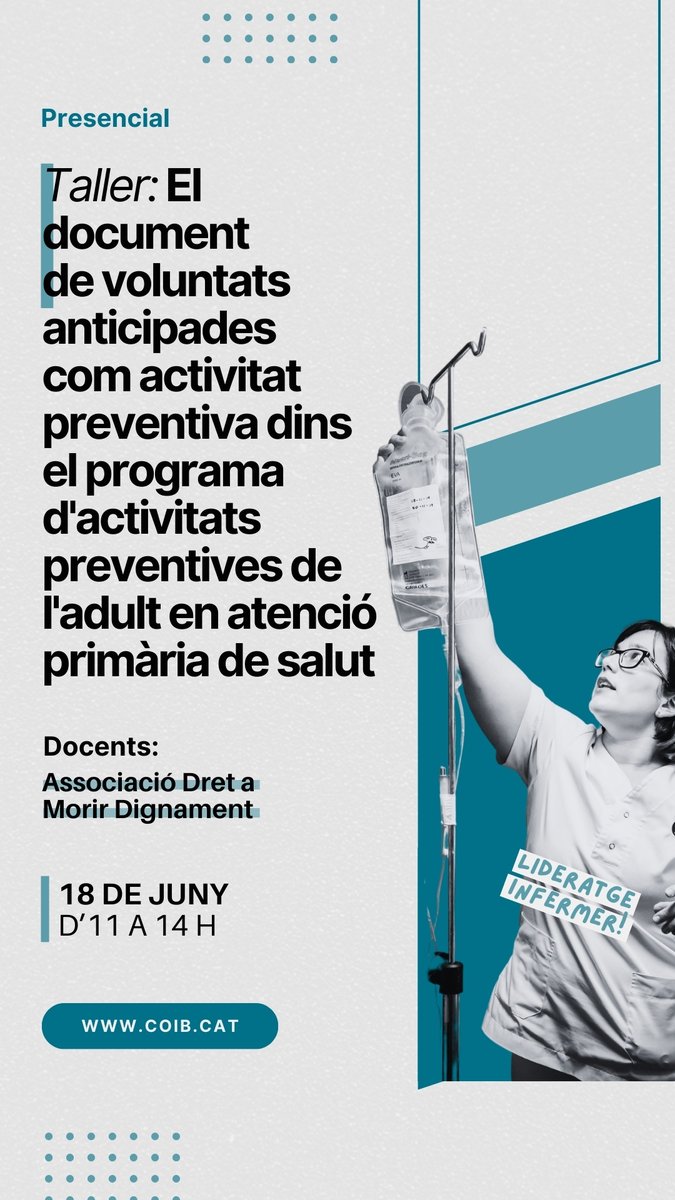 Col·legi d'Infermeres i Infermers de BCN (COIB) (@coibarcelona) on Twitter photo El #COIB, juntament amb <a href="/Dmdcatalunya/">DMD-catalunya</a>, organitza una sessió formativa adreçada a col·legiades que vulguin incorporar eines pràctiques per abordar converses sobre el final de vida amb la ciutadania.
ℹ️Més informació: coib.cat/ca-es/actualit… El #COIB, juntament amb <a href="/Dmdcatalunya/">DMD-catalunya</a>, organitza una sessió formativa adreçada a col·legiades que vulguin incorporar eines pràctiques per abordar converses sobre el final de vida amb la ciutadania.
ℹ️Més informació: coib.cat/ca-es/actualit…