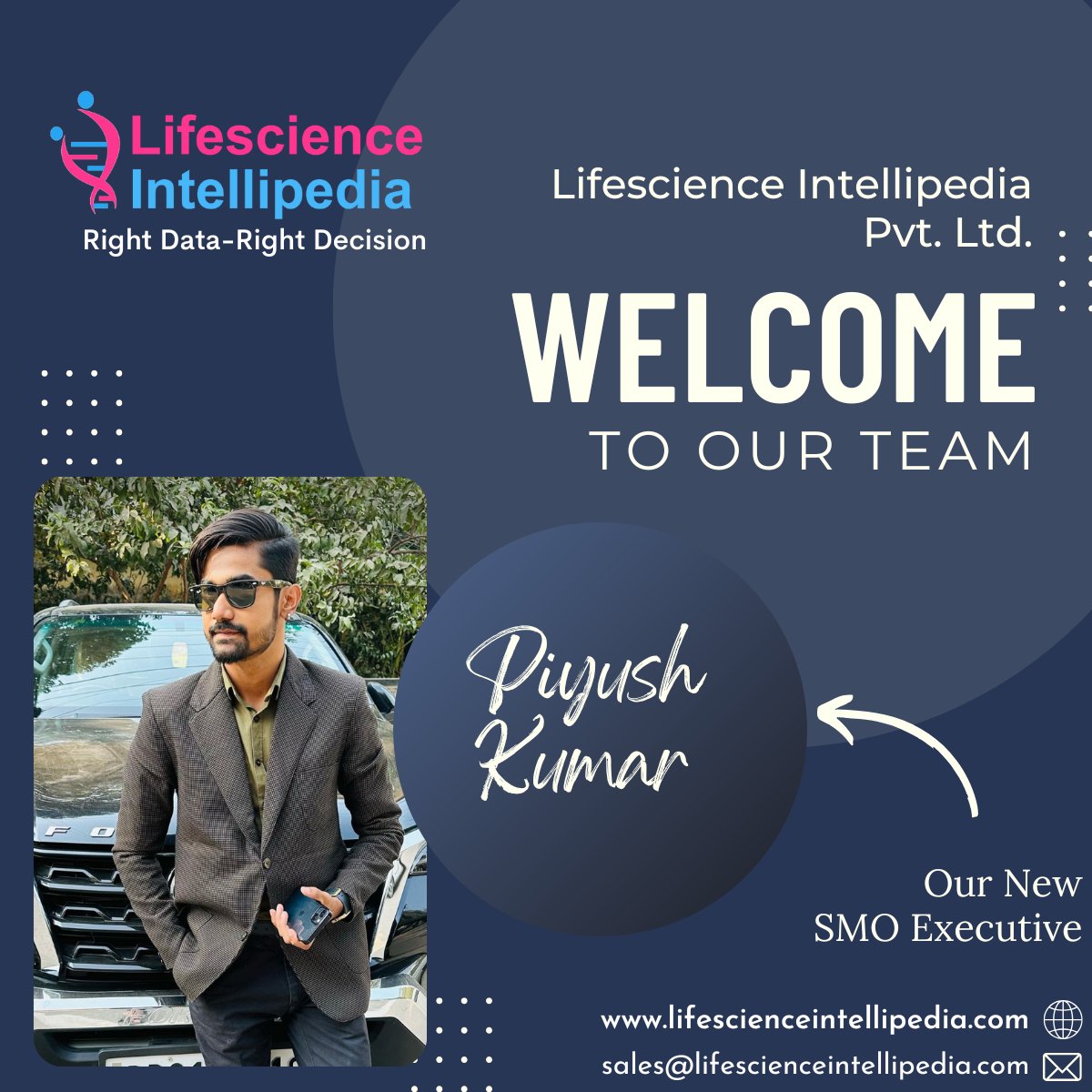LSIntellipedia's tweet photo. Welcome abode, Piyush Kumar! 

We’re excited to have you join the Lifescience Intellipedia Pvt. Ltd. team. Here’s to a future full of growth and innovation together!

#WelcomeAboard #NewTeamMember #LifescienceIntellipedia https://t.co/tebPYNeoaS