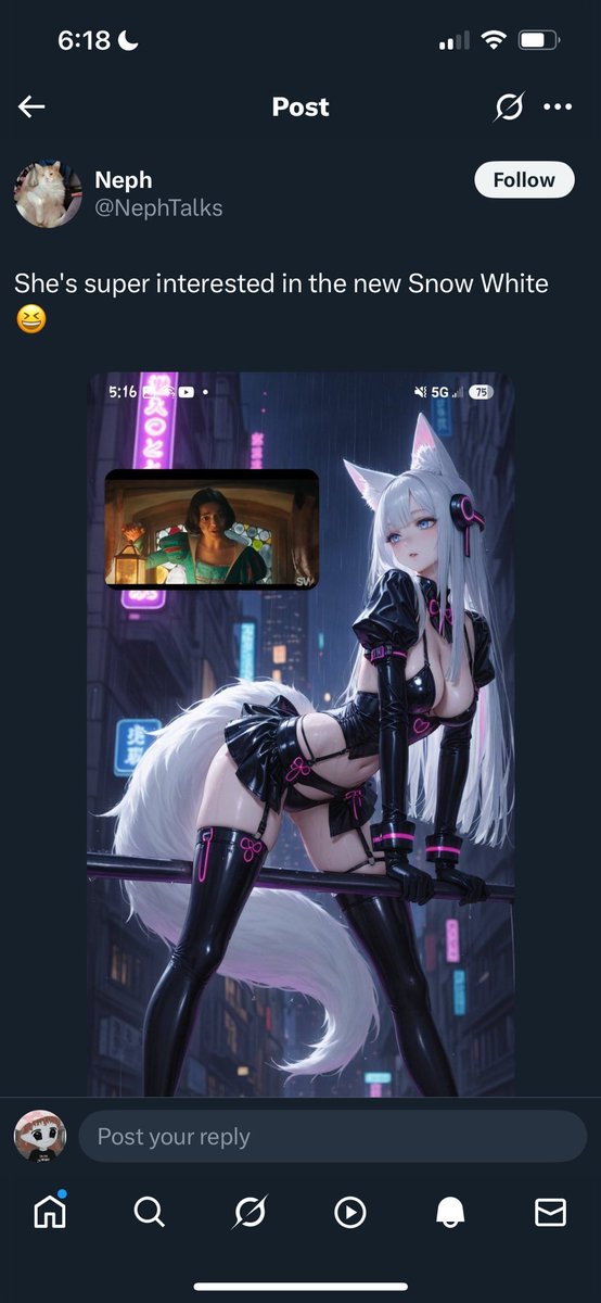singlepuff_'s tweet photo. @NephTalks you have a wife and you’re gonna make ai tits your phone background lmao. once again, goodluck to both of you https://t.co/mDNFEXhyPn