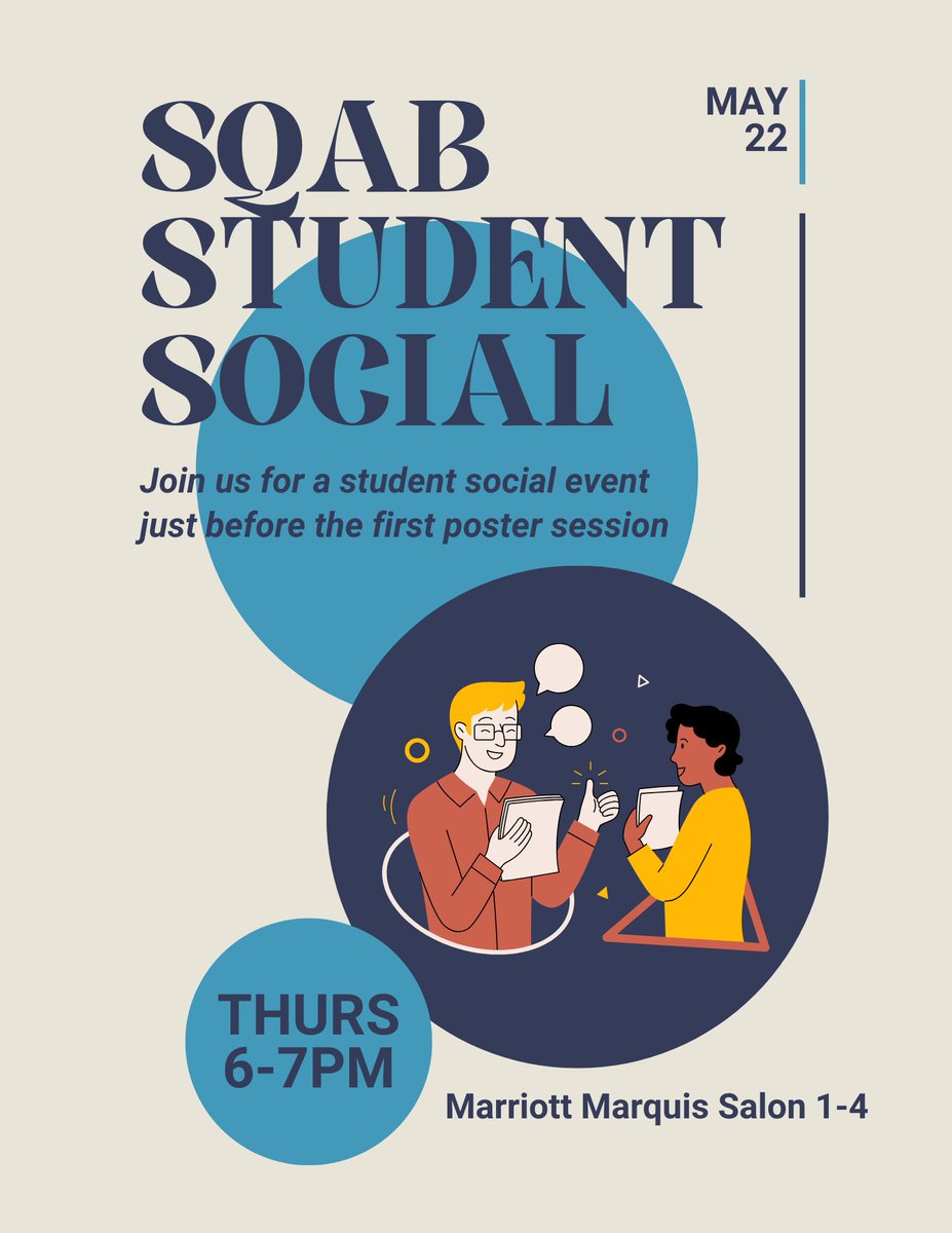 We invite all students to join us for a student mixer tomorrow night at 6pm in Marriott Marquis Salon 1-4! Come enjoy a drink from the cash bar and take some time to meet other students before our first poster session begins. We look forward to seeing students there! #SQAB2025DC