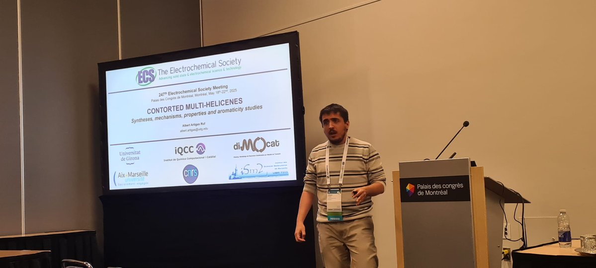 DiMoCaT_IQCC (@dimocat_iqcc) on Twitter photo Today <a href="/alarru/">⌬ Albert ⌬</a> has delivered an excellent talk on Contorted Multi-Helicenes: Syntheses, Mechanisms, Properties, and Aromaticity Studies at the 247th ECS Meeting held in Montreal. Today <a href="/alarru/">⌬ Albert ⌬</a> has delivered an excellent talk on Contorted Multi-Helicenes: Syntheses, Mechanisms, Properties, and Aromaticity Studies at the 247th ECS Meeting held in Montreal.