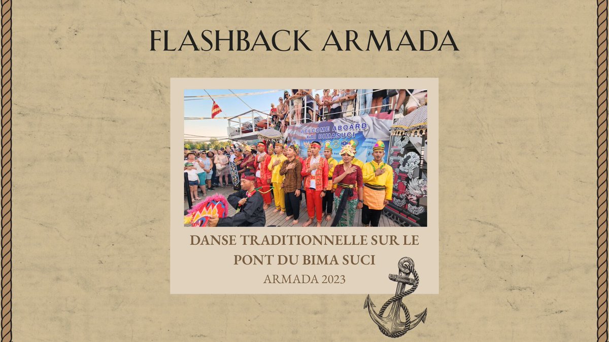 FLASHBACK – BIMA SUCI
Sur le pont du BIMA SUCI, une danse traditionnelle indonésienne offerte au public pendant l’Armada 2023 🎭
Un moment fort, entre culture et émotion 👏
📅 RDV vendredi pour une anecdote autour du voilier 

©ReportaseIndonesia
 #VoilierALaUne #BimaSuci