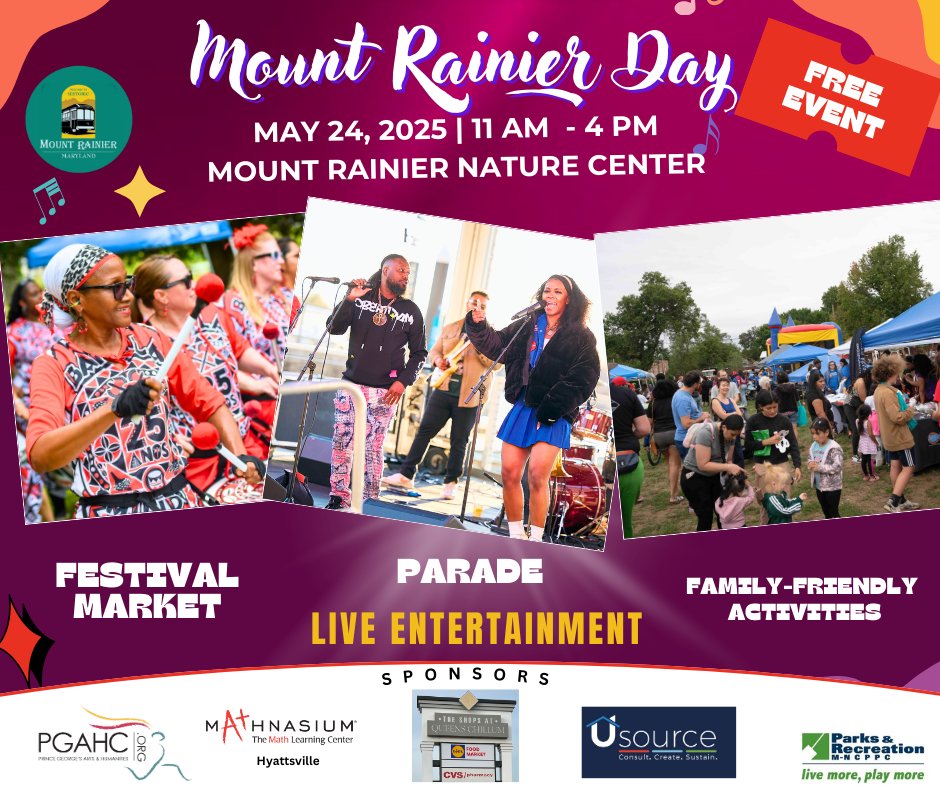 3 more days before the City of Mount Rainier's biggest celebration! Help us celebrate our 115th birthday at the Mount Rainier Nature Center on Saturday, May 24 at the  Nature Center.  #MountRainierDay