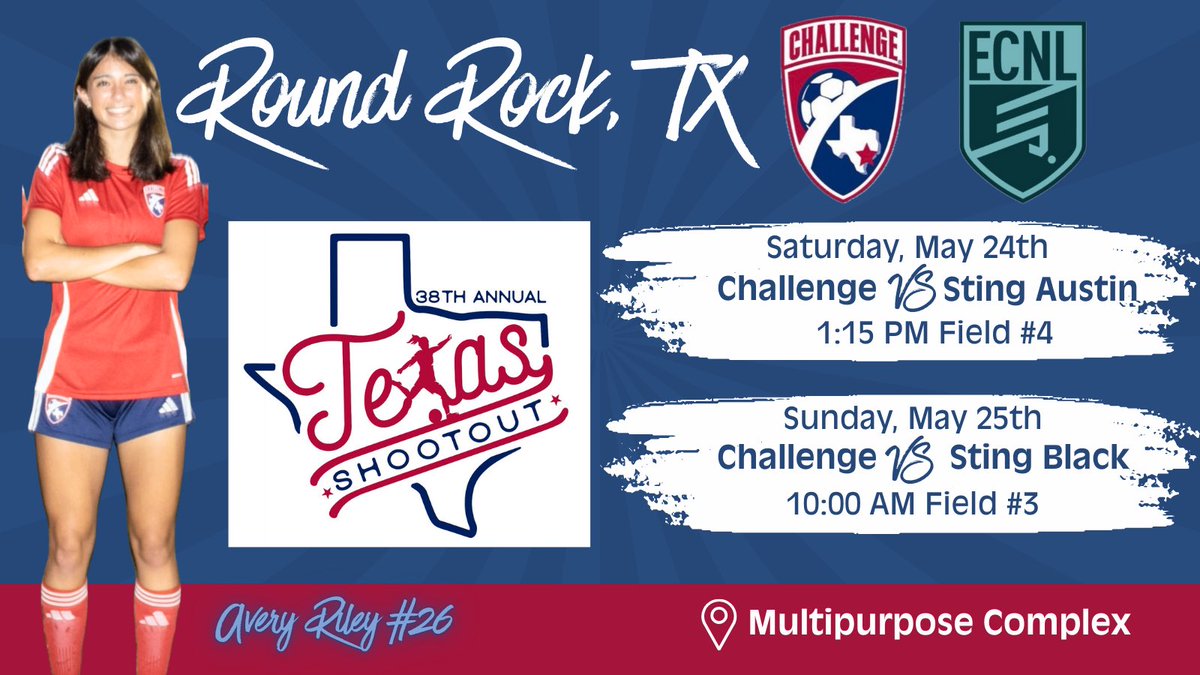 Catch my team <a href="/Challenge08ECNL/">Challenge G08 ECNL (U17)</a> and I in Round Rock this weekend!!