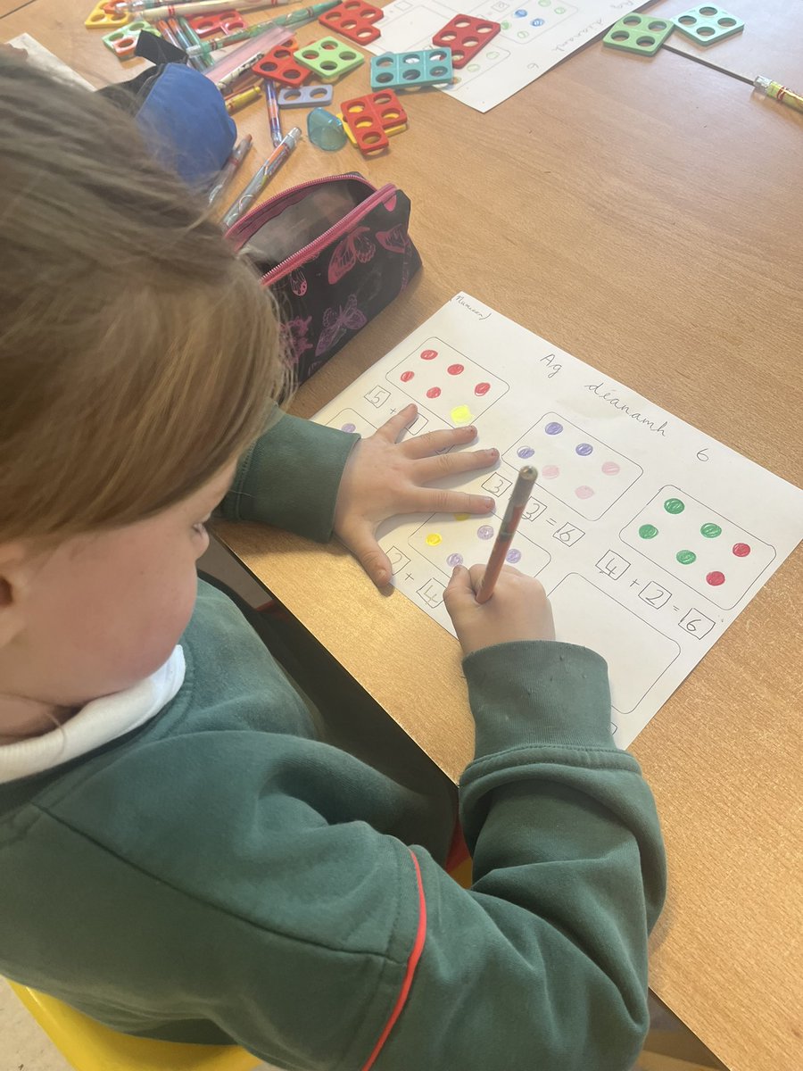 rangeibhlin1's tweet photo. Bhí Naíonáin Bheaga ag obair leis na plátaí Numicon inniu agus iad ag iniúchadh uimhir 6. D’eirigh go hiontach Leo! @GaelscoilAU https://t.co/iSox3r1BMi