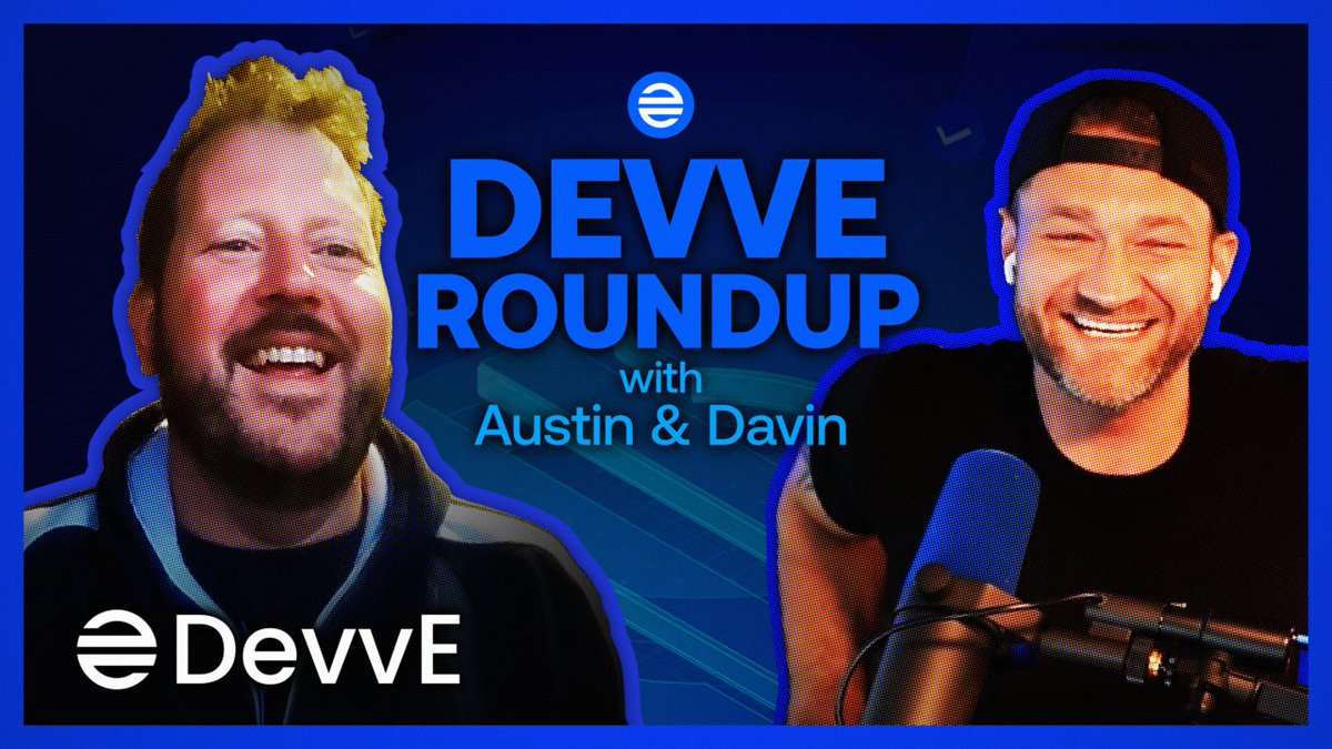 DevveEcosystem's tweet photo. It’s DevvE Roundup day 🙌

Austin &amp; Davin are going live to break down the latest from the DevvE Ecosystem and DevvExchange.

🕓 4pm UTC — turn on notifications so you don’t miss a beat!

https://t.co/IwbuQpGm2p https://t.co/me7rVJbKjT