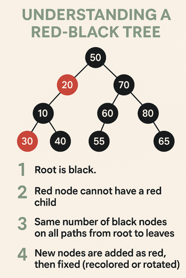 Techoraltweet's tweet image. Red-Black Trees:
⚫ Always balanced
🔴 Never slow
🧩 Powered by color logic & rotations
🚀 Backbone of Java’s TreeMap
Checkout 👉 techoral.com/java/redblack-…
#Java #RedBlackTree #TreeMap #DSA #CodingTips