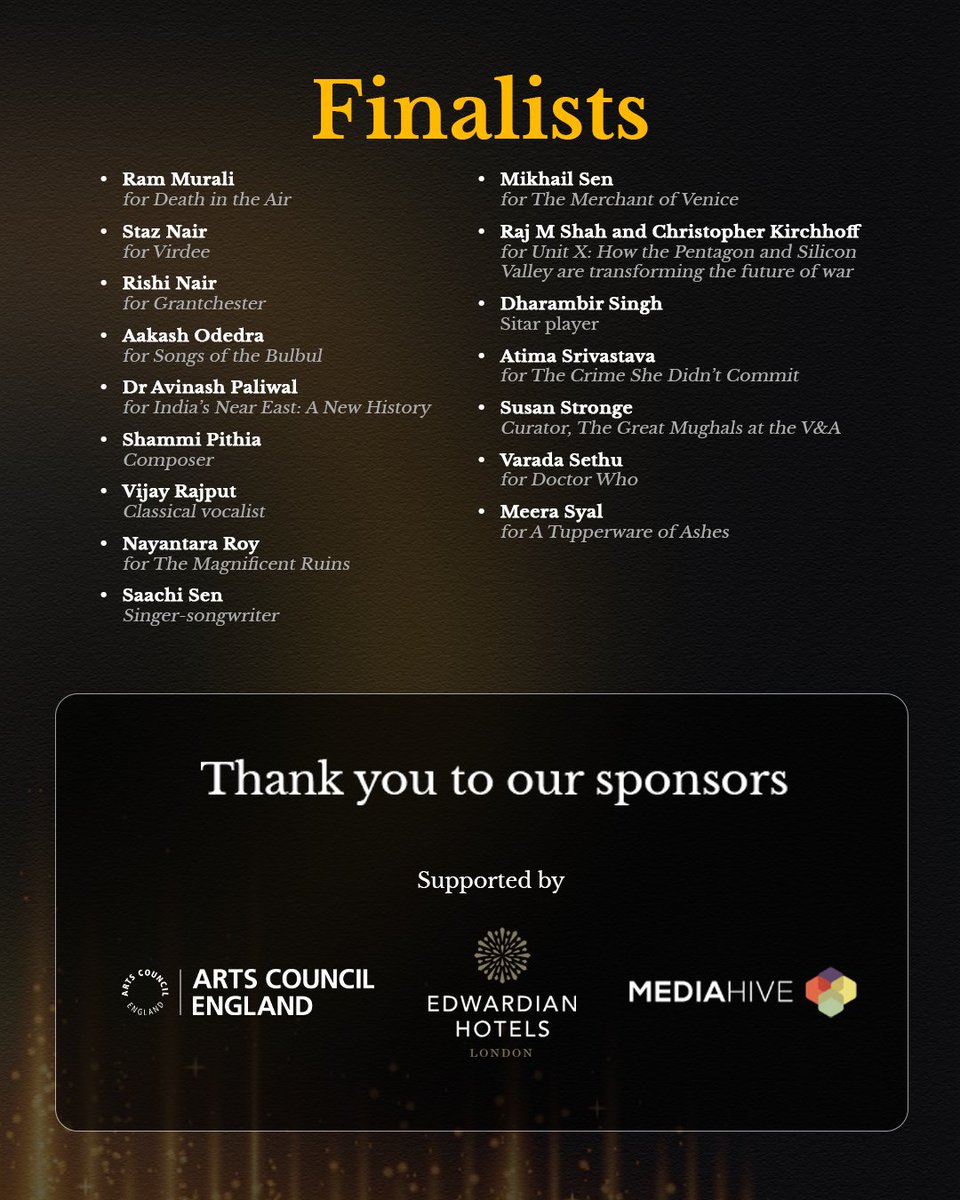We’re thrilled to reveal the finalists of EasternEye ACTA 2025 – Arts, Culture, Theatre Awards by Asian Media Group! Honouring the bold voices shaping British arts, culture &amp; theatre.

Join us in celebrating their talent and impact!

#EEACTA2025 #EEACTA #London
