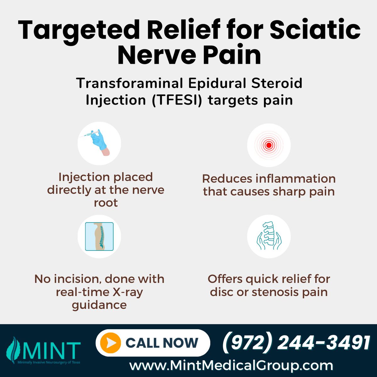 KutzMd's tweet image. Radiating nerve pain shouldn稚 slow you down. Our image-guided steroid injections offer precise, fast relief. Led by the best minimally invasive spine surgeon Plano TX, we target pain at the root. Call (972) 244-3491. #SciaticaHelp #PlanoNeurosurgery #InjectionRelief