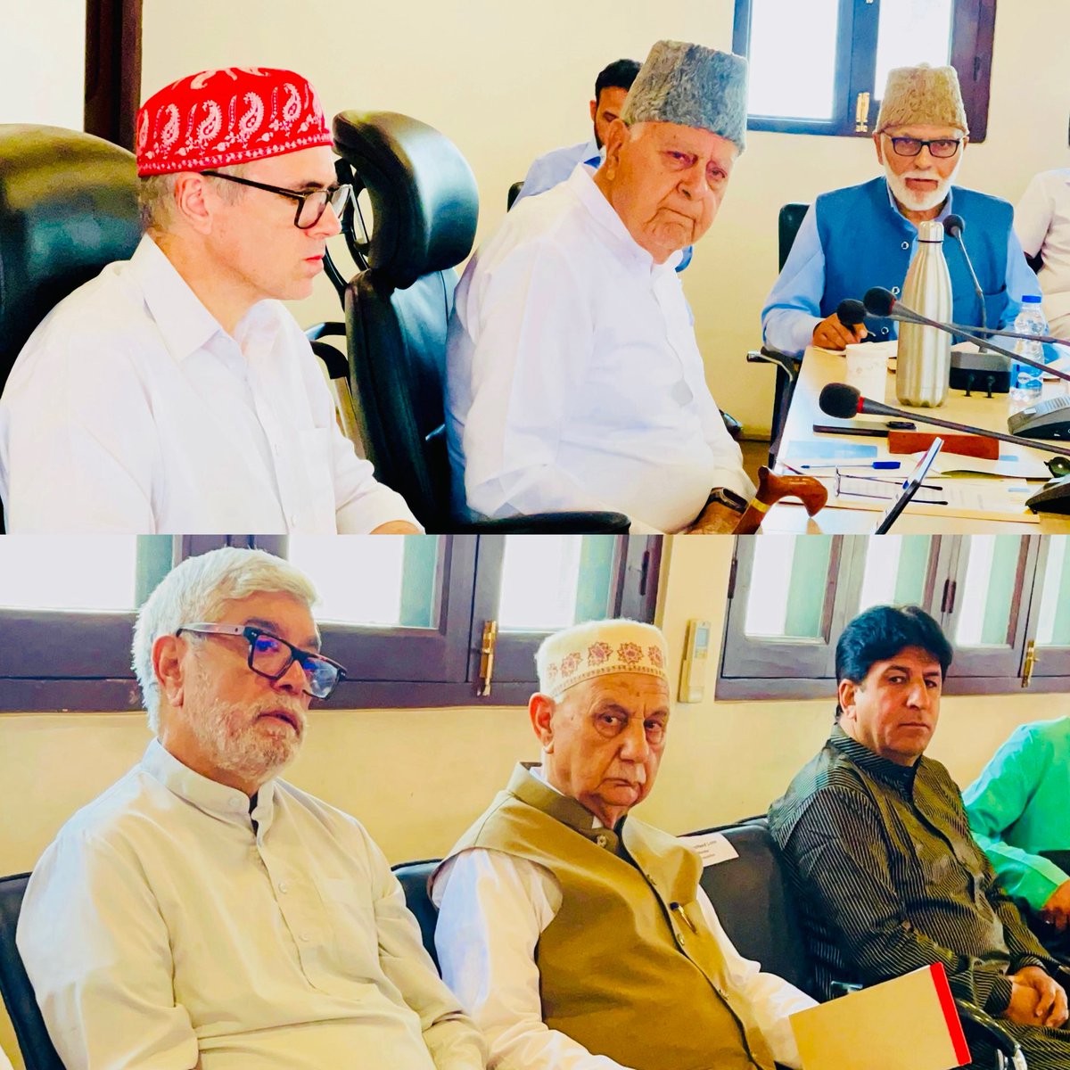 peermohdhussain's tweet photo. Glimpses from today’s @JKNC_ Central Working Committee Meeting presided over by Dr Farooq Abdullah Sahab and Omar Abdullah Sahab at Party Headquarters Nawai Subuh. https://t.co/D2MS7vZklv