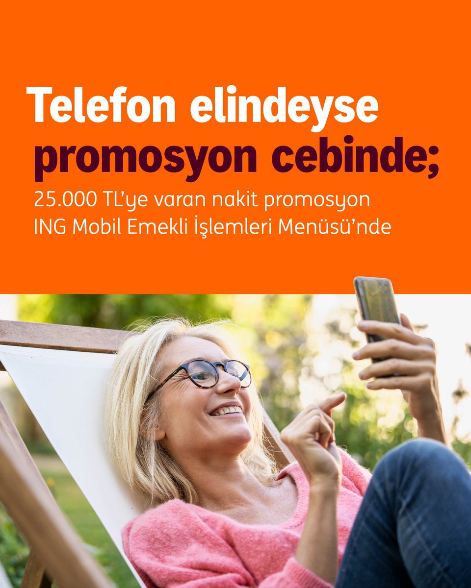 Bu teklif emeklileri gülümsetir. 💫

Emekli maaşınızı ING’den alırsanız, maaş tutarınıza göre 15.000 TL’ye varan koşulsuz nakit promosyon kazanabilirsiniz. 📲

Ayrıca, emekli maaşınızı ilk defa ING’ye taşıdığınızda Otomatik Fatura talimatlarınıza 2.500 TL’ye varan ek promosyonla