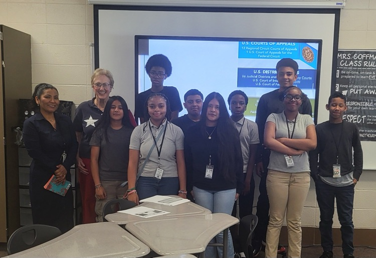 Scholars engaged with our guest speakers from "Teach Texas" sponsored by the Houston Bar Association. Our guests were the Hon. Judge TaKasha Francis from 152 District Court and Ms. Trisha Pollard