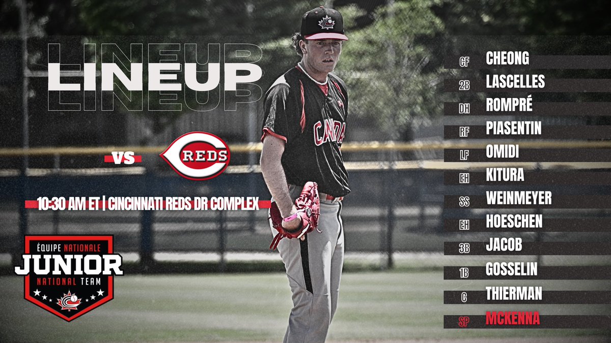 Starting lineup for the Junior National Team in the last game of the Dominican Pro Academy Tour! 🇨🇦⚾️

📊 bit.ly/43iimSE

#BaseballCanada | #JNTDR🇩🇴