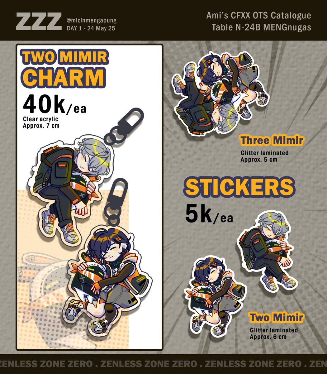 [RTs &amp; Likes are very much appreciated!]
Ami's #CFXX OTS Catalogue!! 💥

📍 Circle N-24B MENGnugas
🗓️ Saturday, 24 May 2025 DAY 1 ONLY
✨ Fandoms: Touhou, ZZZ, Naoki Urasawa's Monster, ALNST

#CFXXcatalogue #comifuroxx #CF20 

(1/3) Touhou and ZZZ