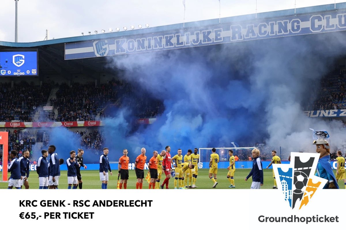 🇧🇪 KRC Genk - RSC Anderlecht
🏟 StadionCegeka Arena (22.764)
🗓 Zondag 25 mei 18:30
⚽️ €65,- per ticket

✅ Nu te boeken op onze site: groundhopticket.com/trip/-38