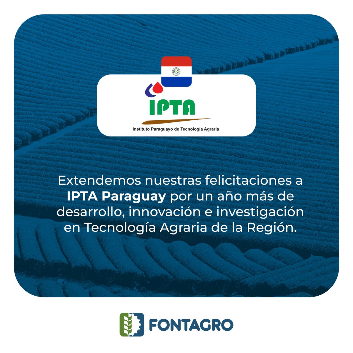 🌾🎉 ¡Feliz Aniversario al Instituto Paraguayo de Tecnología Agraria (<a href="/IPTA_Paraguay/">IPTA</a>)! 🌾
Celebramos su dedicación a la innovación y el desarrollo agrícola en Paraguay🇵🇾. Gracias por su compromiso con la agricultura sostenible.

#AniversarioIPTA #FONTAGRO
