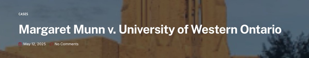 FSUC is pleased to announce our inaugural case, Margaret Munn v. the University of Western Ontario. 

Yesterday, Western was served with a lawsuit for breaching this Faculty of Education student's free speech and forcing her to endure a two-year ordeal to remain enrolled in her
