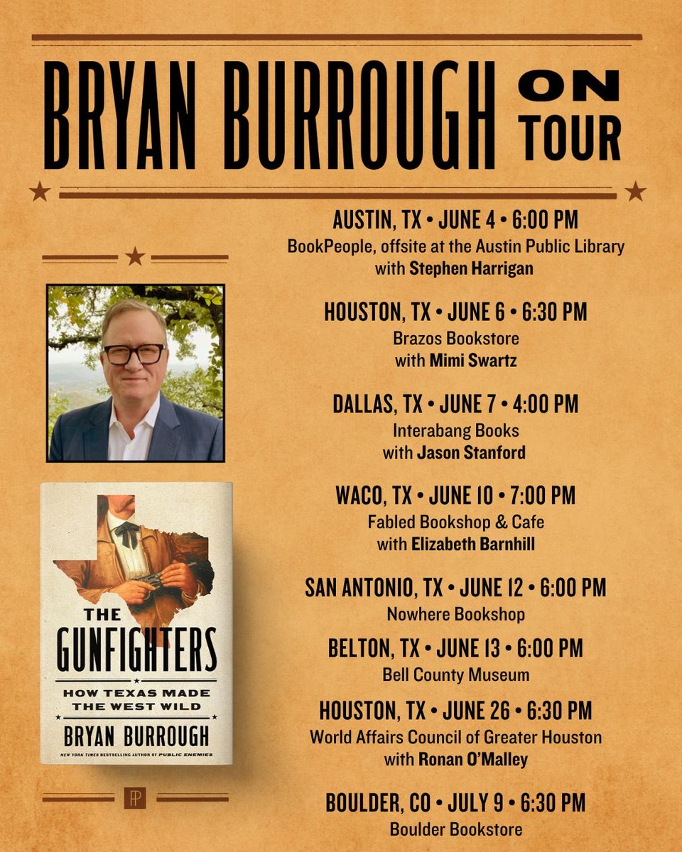 I’ll be streaking across Texas beginning June 3 in the opening round of promotion for my new book The Gunfighters. Austin Houston Dallas San Antonio Waco &amp; Belton. Y’all come say hi!