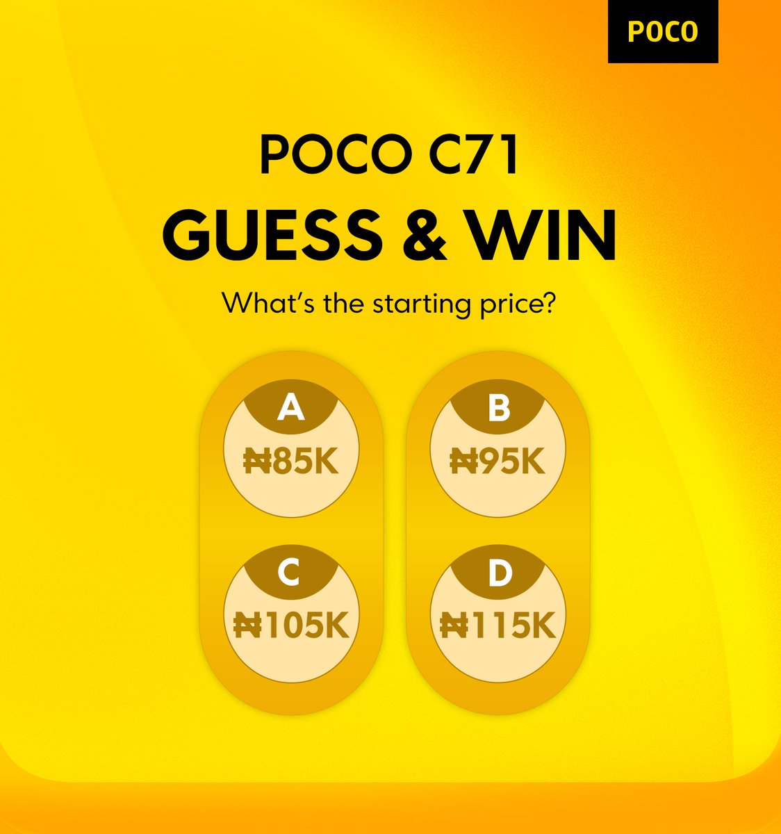The all-new POCO C71 is  almost here, and it’s redefining affordability! 🔥

Think you can guess the starting price? 🎯 Drop your guess in the comments below, and one lucky genius will win their very own POCO C71!

#GuessThePrice #WinWithPOCO