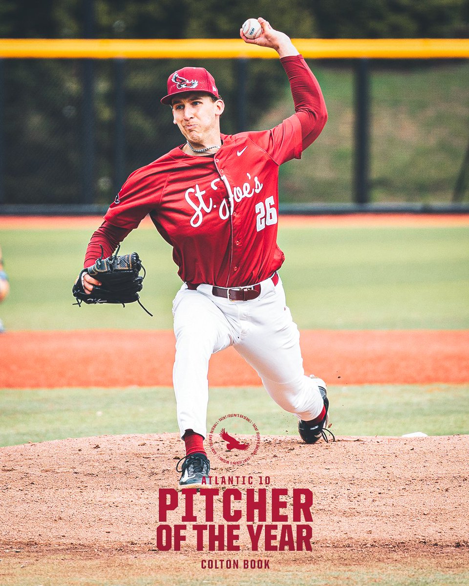 Saint Joseph's Baseball (@sjuhawks_base) on Twitter photo Congratulations to the 2025 <a href="/atlantic10/">Atlantic 10 Conference</a> Pitcher of the Year, Colton Book! #THWND Congratulations to the 2025 <a href="/atlantic10/">Atlantic 10 Conference</a> Pitcher of the Year, Colton Book! #THWND