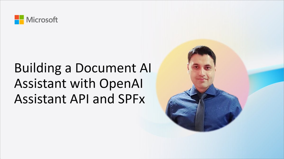 Microsoft SharePoint (@sharepoint) on Twitter photo π‘ Learn how to build a Document AI Assistant with OpenAI Assistant API and SPFx!
Let <a href="/EjazHussain_/">Ejaz Hussain | Microsoft MVP</a> show you how to enhance document processing with AI-driven automation in SharePoint.
πΊ Watch the demo here β msft.it/6014quKKQ
#sharepoint #spfx #microsoft365dev π‘ Learn how to build a Document AI Assistant with OpenAI Assistant API and SPFx!
Let <a href="/EjazHussain_/">Ejaz Hussain | Microsoft MVP</a> show you how to enhance document processing with AI-driven automation in SharePoint.
πΊ Watch the demo here β msft.it/6014quKKQ
#sharepoint #spfx #microsoft365dev