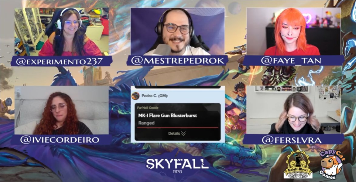 nadja_lirio_'s tweet photo. Nah, the way I was smiling from ear to ear getting to finally showcase what the #SkyfallRPG Campaign Setting for 5e is all about! This is what I mean when I say I'm just a little guy, just... a bite-size person 🤏 https://t.co/vq2mfnDcyp