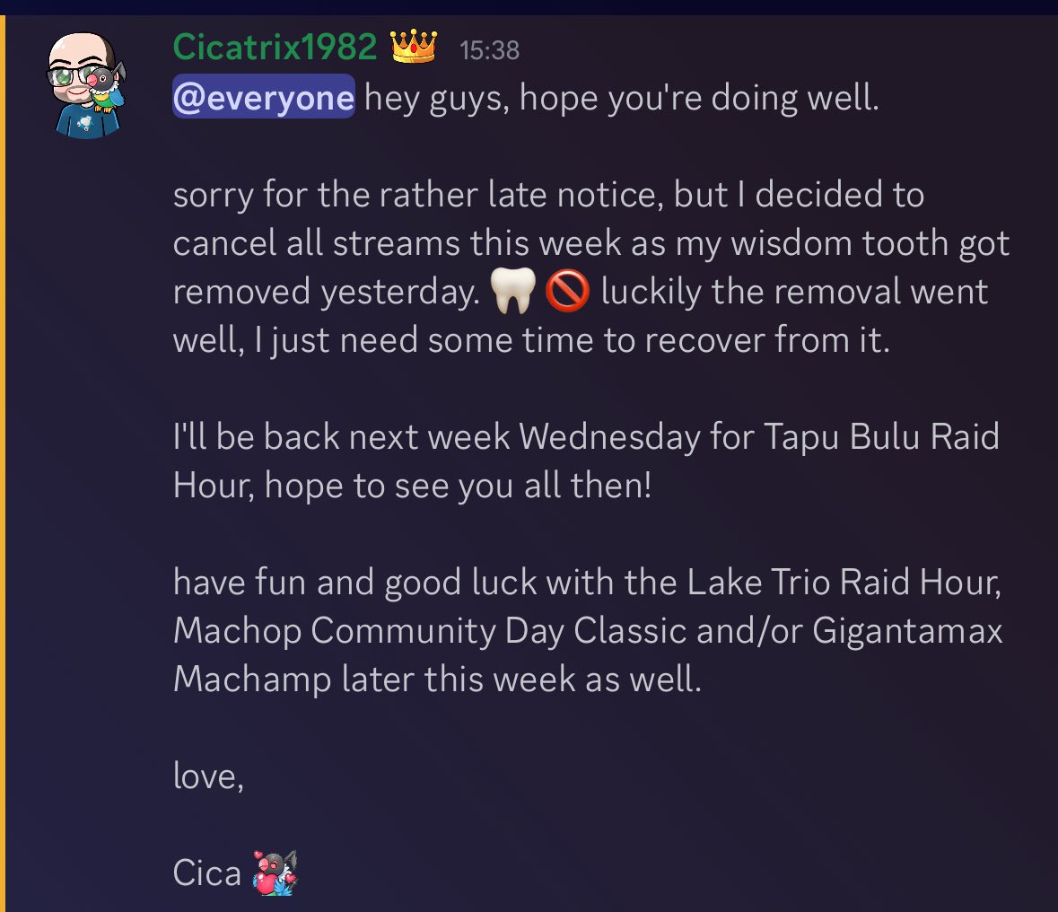 #Twitch stream update for this week.. 🦷🚫