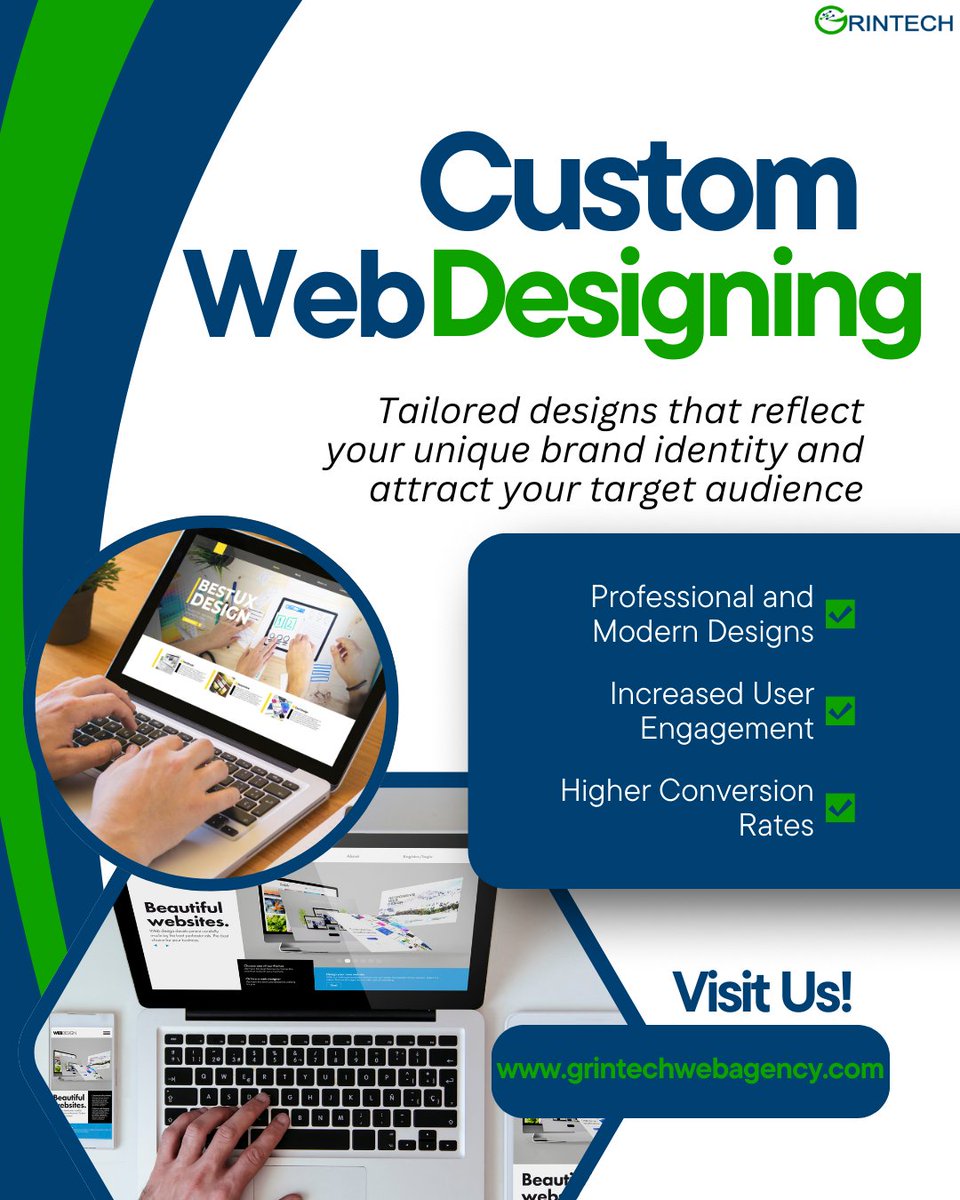 GrintechA's tweet photo. Elevate your brand with professional custom web designing tailored to your business goals. Modern, mobile-friendly, and built to convert.

#webdesigning #designing #webdesigningservice #uıuxdesign #websitedesigner #CustomWebDesign #branding #designing #grintechwebagency https://t.co/UchfC6Tx83