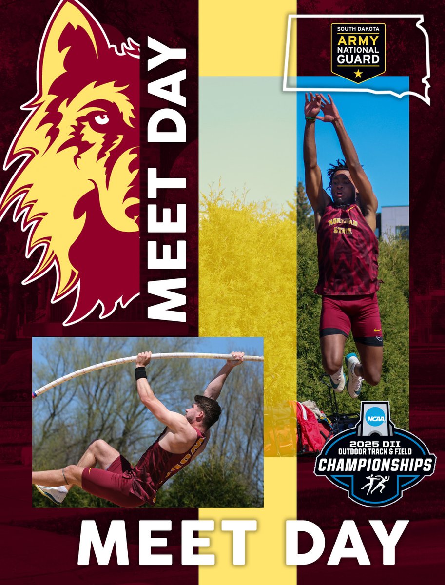 #ChampionshipsDay🏃

⏰ 12:05 PM [Sam - Pole Vault]
⏰ 6:30 PM [Jayden - Long Jump]
⏰ 7:25 PM [Chris - 100M]
📄 nsuwolves.com/news/2025/5/19…
🌐 gothunderwolves.com/sports/2025/3/…
📊 results.leonetiming.com/?mid=7870
🎥 ncaa.com/liveschedule/2…
📍 Pueblo, CO

#GoWolves🐺 | #maroonNgold🐾 | <a href="/nsuwolves_tfcc/">Northern State Track/XC</a>