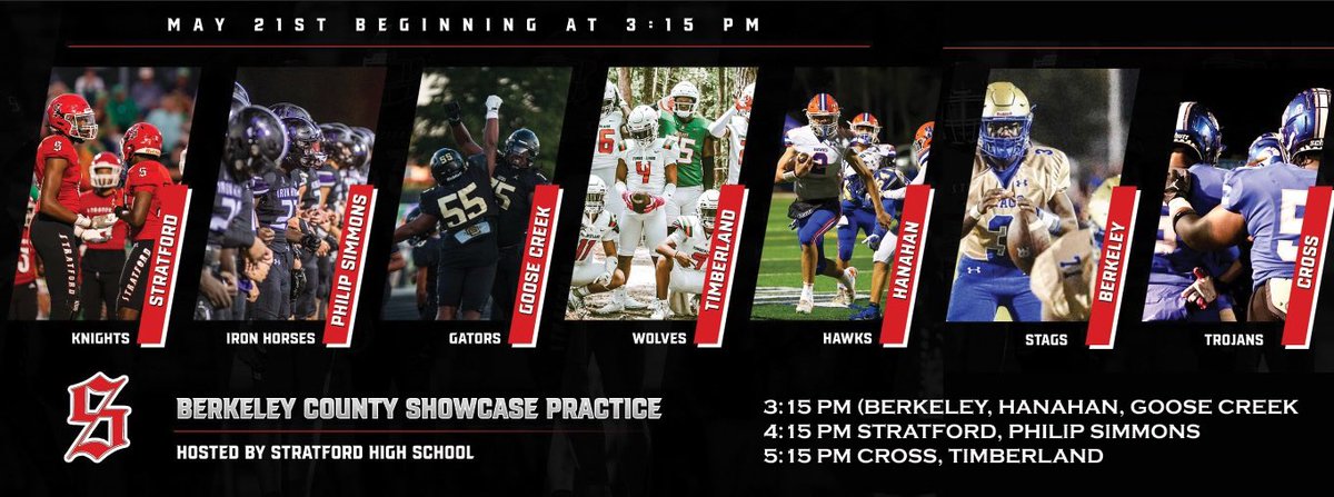 The <a href="/BerkeleyStagsFB/">Berkeley Football</a> will be at the BCSD showcase today at Stratford HS at 3:15. Thank you to <a href="/SHSKnightsFB/">Stratford Football</a> for setting up this great event. Coaches, see you there!

#BetterAtBerkeley