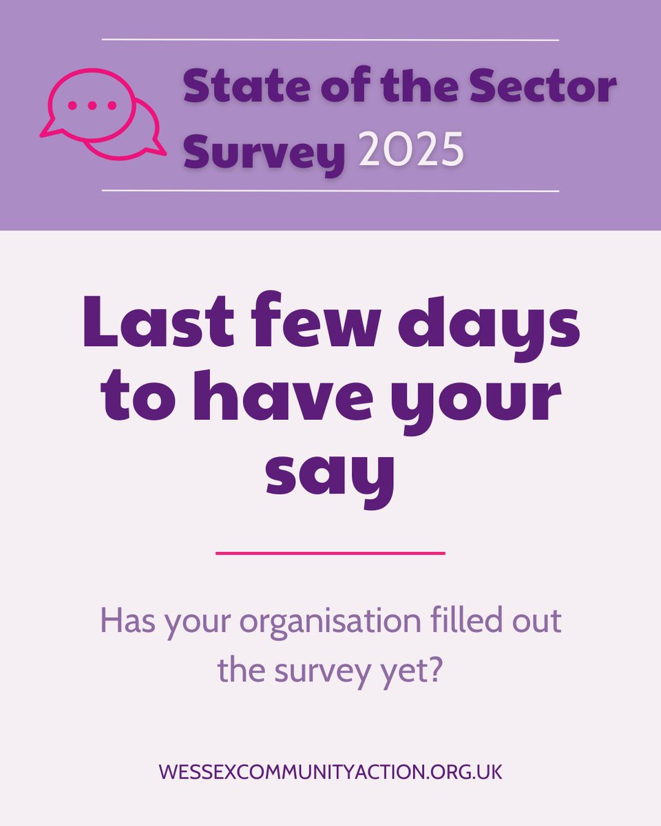 Wessex Comm Action (@wessexcomaction) on Twitter photo π’ Last few days to have your say! π’
ποΈ It only takes a few minutes β and it can make a lasting impact.
π Take the survey now:
docs.google.com/forms/d/e/1FAIβ¦
For support or questions contact partnerships@wessexcommunityaction.org.uk
#stateofthesectorsurvey #stateofthesectorsurvey25 π’ Last few days to have your say! π’
ποΈ It only takes a few minutes β and it can make a lasting impact.
π Take the survey now:
docs.google.com/forms/d/e/1FAIβ¦
For support or questions contact partnerships@wessexcommunityaction.org.uk
#stateofthesectorsurvey #stateofthesectorsurvey25