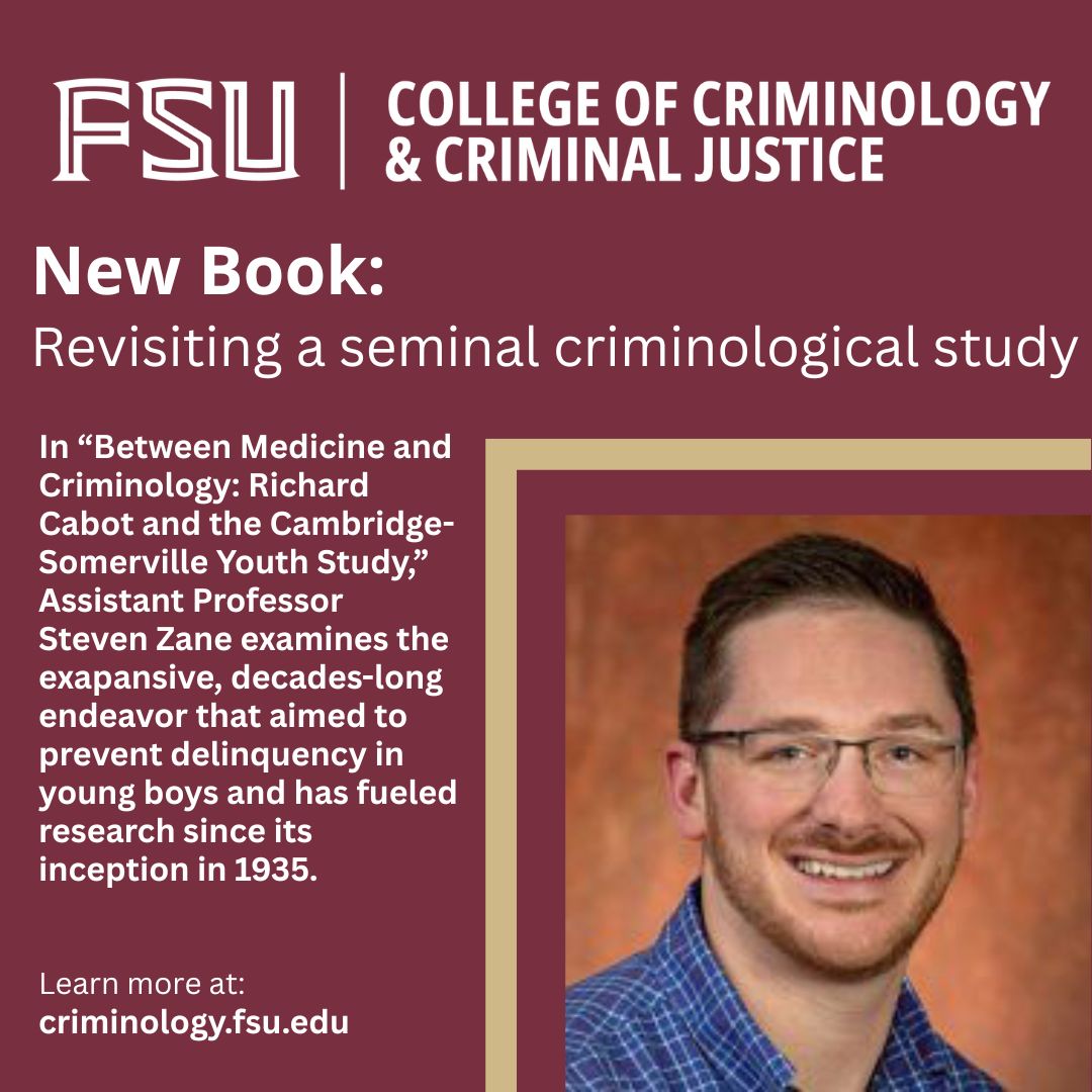 FSU Criminology/Criminal Justice (@fsucriminology) on Twitter photo Assistant Professor Stephen Zane's new book traces back to the 1930's and the beginning of one of criminology's first and most influential studies. For the whole story, visit bit.ly/44O7s9E <a href="/FloridaState/">Florida State University</a> Assistant Professor Stephen Zane's new book traces back to the 1930's and the beginning of one of criminology's first and most influential studies. For the whole story, visit bit.ly/44O7s9E <a href="/FloridaState/">Florida State University</a>