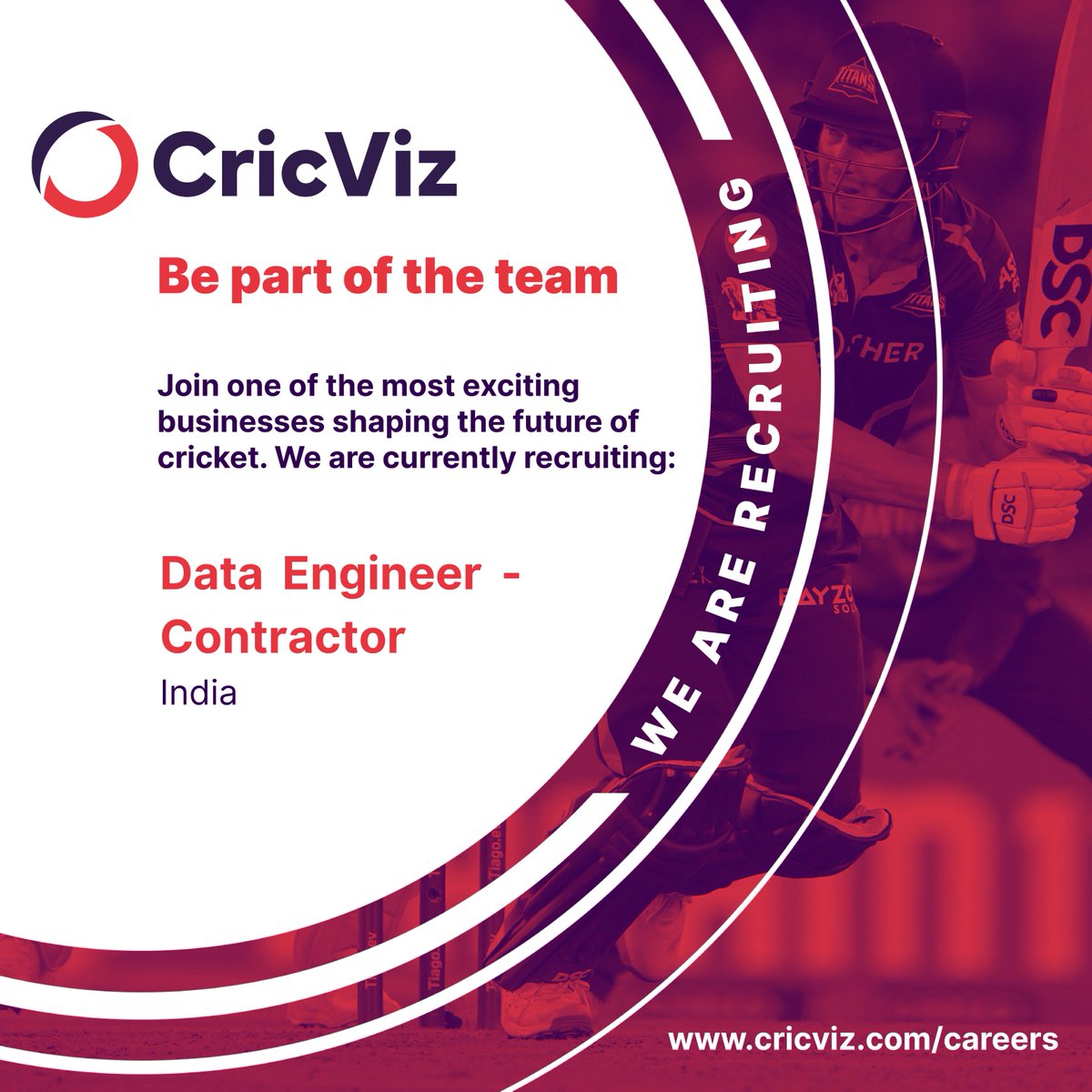 📢 We are hiring!

CricViz is looking for a Data Engineering Contractor (Data Engineer/ ML Engineer) for a 3-month contract. If you are passionate about building scalable data infrastructure and have strong experience with modern data orchestration tools, this could be the