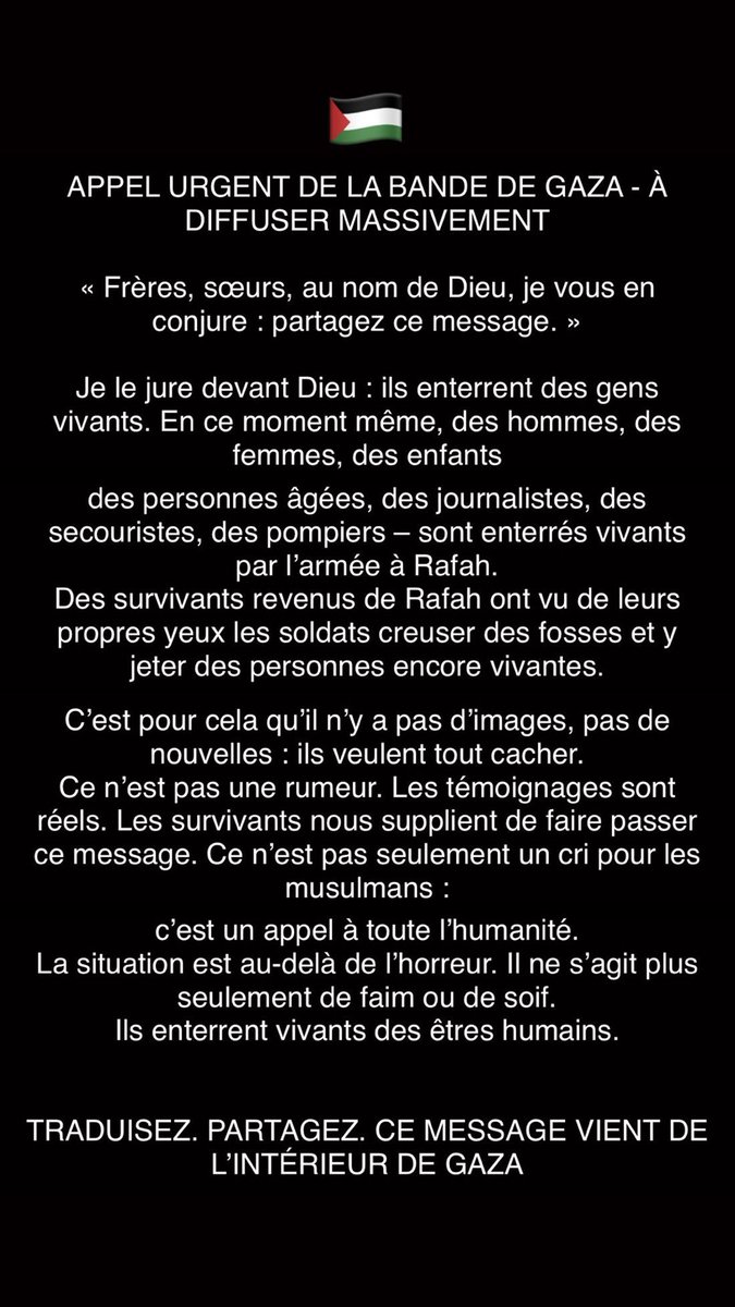 TobiasWhell's tweet photo. Je n’ai pas vraiment les mots… On assiste à un génocide actuellement, multiplions nos duas pour nos frères et sœurs 🥲 https://t.co/CeOPbAiVlN