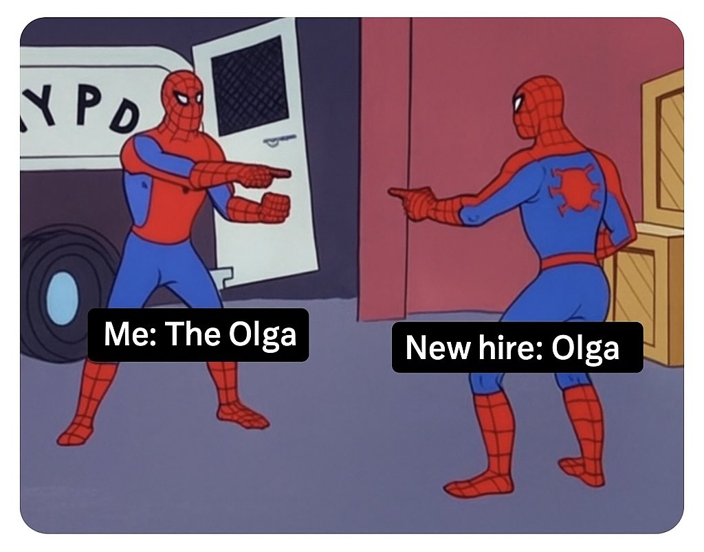 OliaFanta's tweet photo. Тот самый день, когда в офисе, где я была единственная The Olga, появилась еще одна Olga 🫠 https://t.co/gpbiJ33DUl