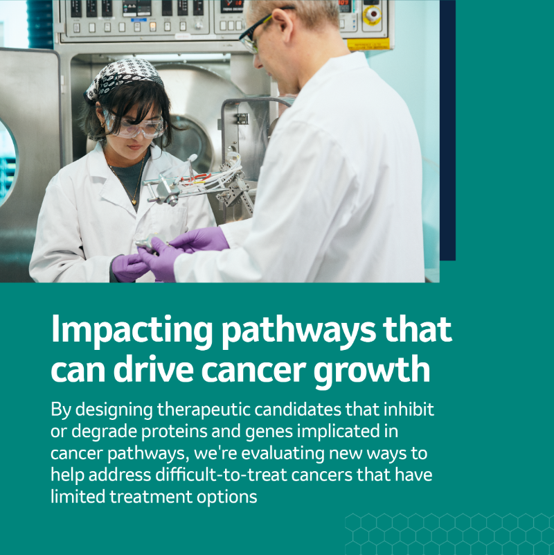 Merck's tweet photo. Swipe through to learn about how our scientists are researching different mechanisms and modalities to potentially treat cancer in innovative ways. 🧬