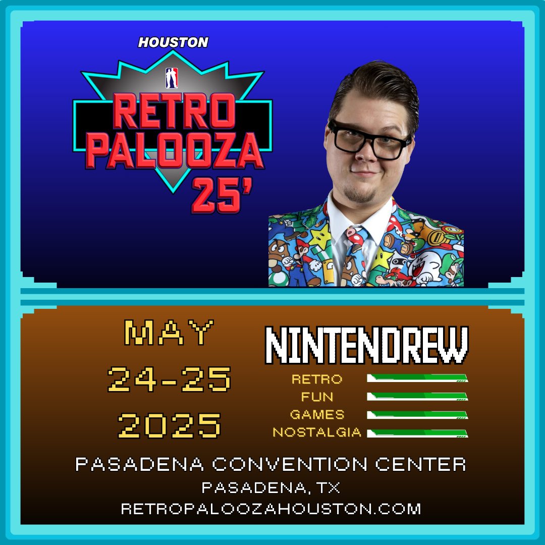Nintendrew! 🕹️✨🎮 (@nintendrew_) on Twitter photo Texas friends: Come out and see me at Retropalooza Houston this weekend!!
Should be a great show! Looking forward to my first TX convention. 🤠
retropaloozahouston.com/tickets/ <a href="/TheRetropalooza/">Retropalooza</a> Texas friends: Come out and see me at Retropalooza Houston this weekend!!
Should be a great show! Looking forward to my first TX convention. 🤠
retropaloozahouston.com/tickets/ <a href="/TheRetropalooza/">Retropalooza</a>
