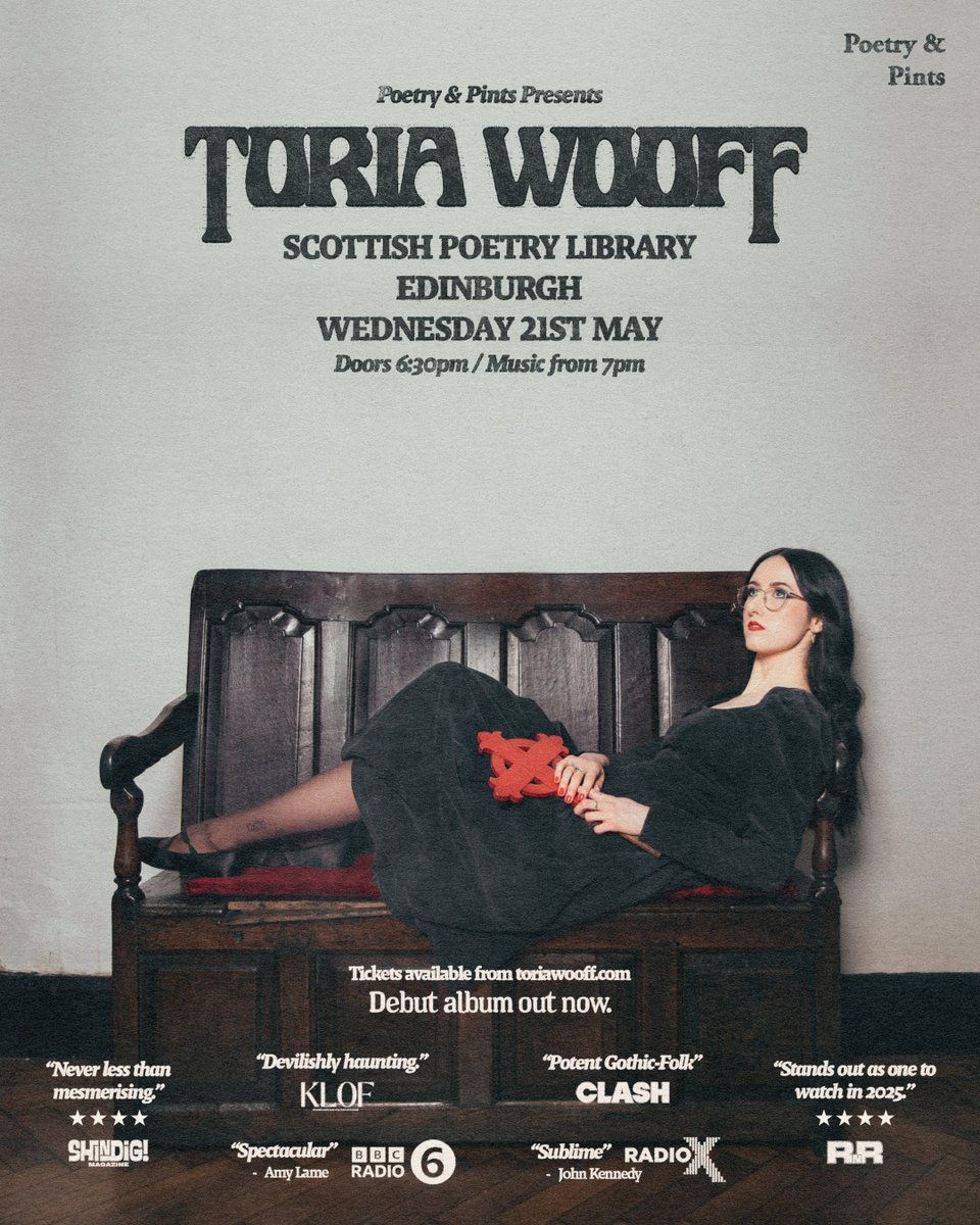 TONIGHT AT THE SPL!

POETRY &amp; PINTS present TORIA WOOFF

Singer, songwriter, painter and poet Toria Wooff tours her debut album. 

"Potent Gothic-Folk" - Clash magazine.

Advance tickets: 

seetickets.com/event/toria-wo…
