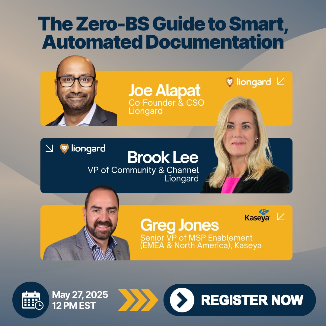 LiongardHQ's tweet image. ❌ Still playing IT detective?

Join us May 27 @ 12PM EST for The Zero-BS Guide to Smart, Automated Documentation 🛠️

Learn how Liongard + IT Glue help MSPs scale smarter—not harder.

📈 Register now → insights.liongard.com/webinar-052720…

#MSP #Cybersecurity #ITGlue #Liongard