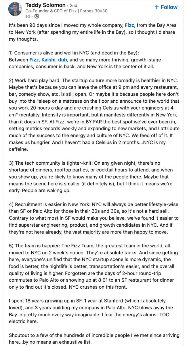 This post came from inspired thought after reading Teddy's recent LinkedIn post shown below: