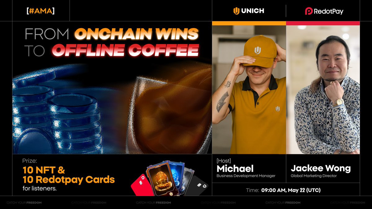 Unich.com 🆓 (@unich_com) on Twitter photo ⚡️ Attn pls, Freedom Fam!
This week's #AMA features our partner <a href="/RedotPay/">RedotPay Official</a> - a secure Web3 platform powering fast, easy, and borderless crypto payments.
🎙️ Topic: 'From Onchain Wins to Offline Coffee - Making Crypto Practical': We'll discuss earning profits in crypto and using ⚡️ Attn pls, Freedom Fam!
This week's #AMA features our partner <a href="/RedotPay/">RedotPay Official</a> - a secure Web3 platform powering fast, easy, and borderless crypto payments.
🎙️ Topic: 'From Onchain Wins to Offline Coffee - Making Crypto Practical': We'll discuss earning profits in crypto and using