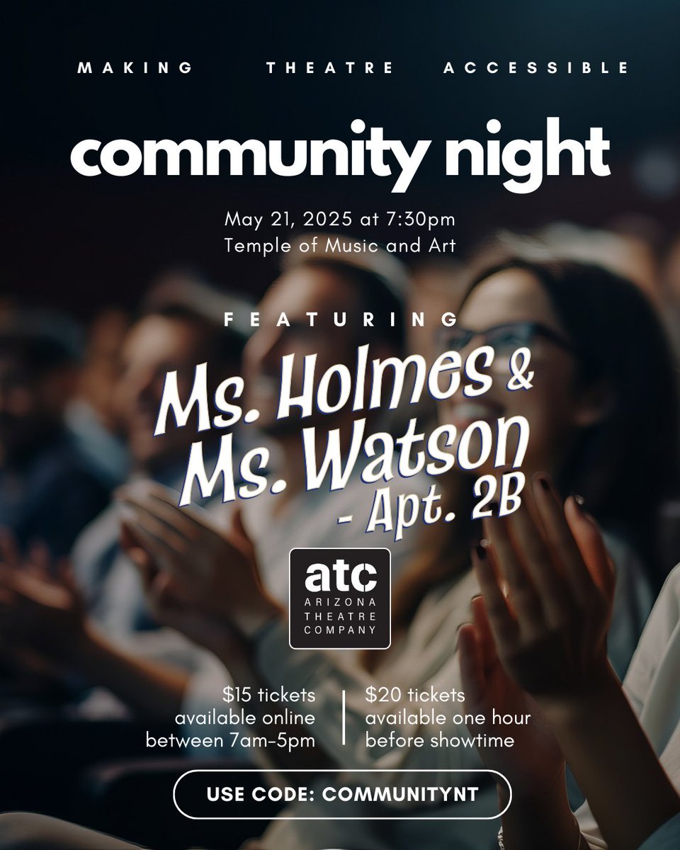 Sherlock would never let a deal like this pass her by, just sayin' 💁‍♀️

Get your $15 tickets NOW before they're gone! Use code: COMMUNITYNT at checkout to snatch up seats at this price. Head to atc.org/community-nigh… for more information