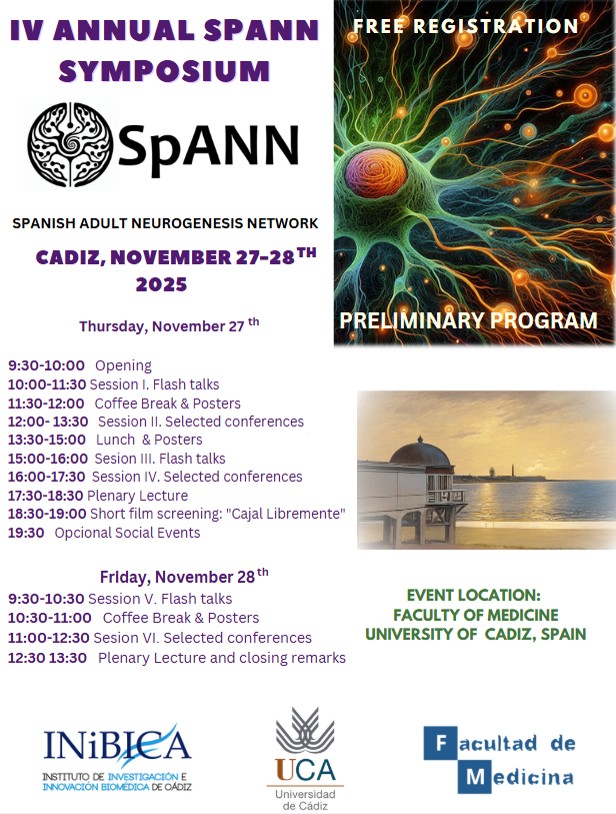 Esther Berrocoso Lab (@berrocoso_lab) on Twitter photo 🧠 SAVE THE DATE! This November, the IV Adult #Neurogenesis Symposium SpANN will take place at <a href="/medicinauca/">Facultad de Medicina</a> in Cádiz <a href="/INiBICA_IIS/">INiBICA</a> <a href="/univcadiz/">Universidad de Cádiz</a>
🆓 Free registration
ℹ️ More info coming soon via <a href="/RENA_SENC/">SpANN</a>
<a href="/SENC_/">SENC</a> <a href="/CIBER_SAM/">CIBERSAM</a> <a href="/CIBER_ISCIII/">CIBER ISCIII</a> <a href="/FENSorg/">FENS</a> <a href="/Divulga_UCA/">UCC+i - Universidad de Cádiz</a> <a href="/JLTrejo2/">José Luis Trejo</a> 🧠 SAVE THE DATE! This November, the IV Adult #Neurogenesis Symposium SpANN will take place at <a href="/medicinauca/">Facultad de Medicina</a> in Cádiz <a href="/INiBICA_IIS/">INiBICA</a> <a href="/univcadiz/">Universidad de Cádiz</a>
🆓 Free registration
ℹ️ More info coming soon via <a href="/RENA_SENC/">SpANN</a>
<a href="/SENC_/">SENC</a> <a href="/CIBER_SAM/">CIBERSAM</a> <a href="/CIBER_ISCIII/">CIBER ISCIII</a> <a href="/FENSorg/">FENS</a> <a href="/Divulga_UCA/">UCC+i - Universidad de Cádiz</a> <a href="/JLTrejo2/">José Luis Trejo</a>