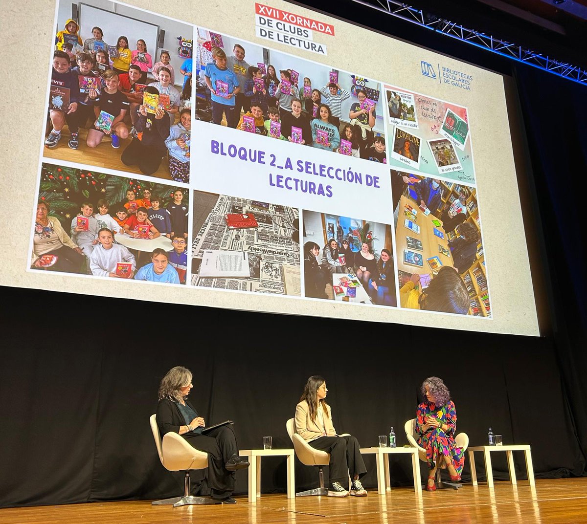 bescolaresgal's tweet photo. Conversa arredor da dinamización de clubs de lectura con Nine Paz do IES de Brión e Silvia Morgade do CEIP As Bizocas na#ñ #17XCL
#XCL25 #bescolaresgal #bescolaresgalabertas https://t.co/PJ7BgsyXRg