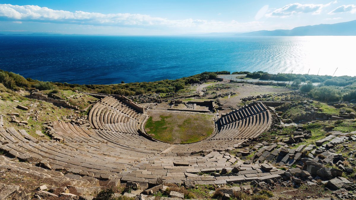 We’re visiting the ancient theater of #Assos—do you have a reservation? 😉🎭

According to inscriptions found here, different professional groups had their own reserved seats—talk about ancient VIP treatment! 🌟 (Blacksmiths, tanners, stonecutters, and more had their spots