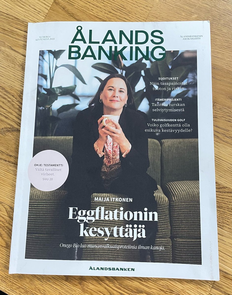 Onego Bio (@onego_bio) on Twitter photo Our CEO <a href="/maijaitkonen/">Maija Itkonen</a> shared her thoughts with <a href="/alandsbanken/">Ålandsbanken</a> about how egg proteins like ovalbumin are essential to global food production, and how we can build a more resilient egg supply.
Read the article here (in Finnish): alandsbanken.fi/artikkelit/one…
#OnegoBio #Bioalbumen® Our CEO <a href="/maijaitkonen/">Maija Itkonen</a> shared her thoughts with <a href="/alandsbanken/">Ålandsbanken</a> about how egg proteins like ovalbumin are essential to global food production, and how we can build a more resilient egg supply.
Read the article here (in Finnish): alandsbanken.fi/artikkelit/one…
#OnegoBio #Bioalbumen®