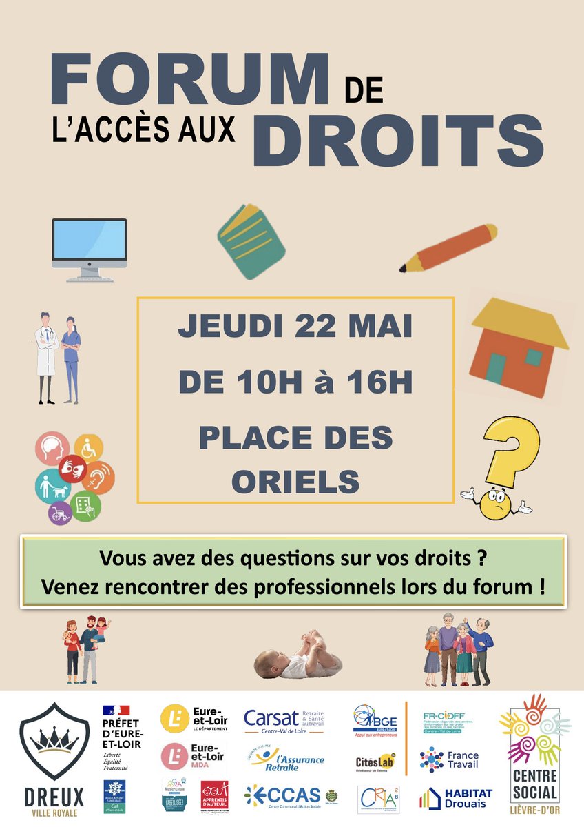 Vous avez des questions sur vos droits ? Venez rencontrer des professionnels lors du Forum de l'Accès aux Droits !
📅 Demain, jeudi 22 mai de 10h à 16h, place des Oriels