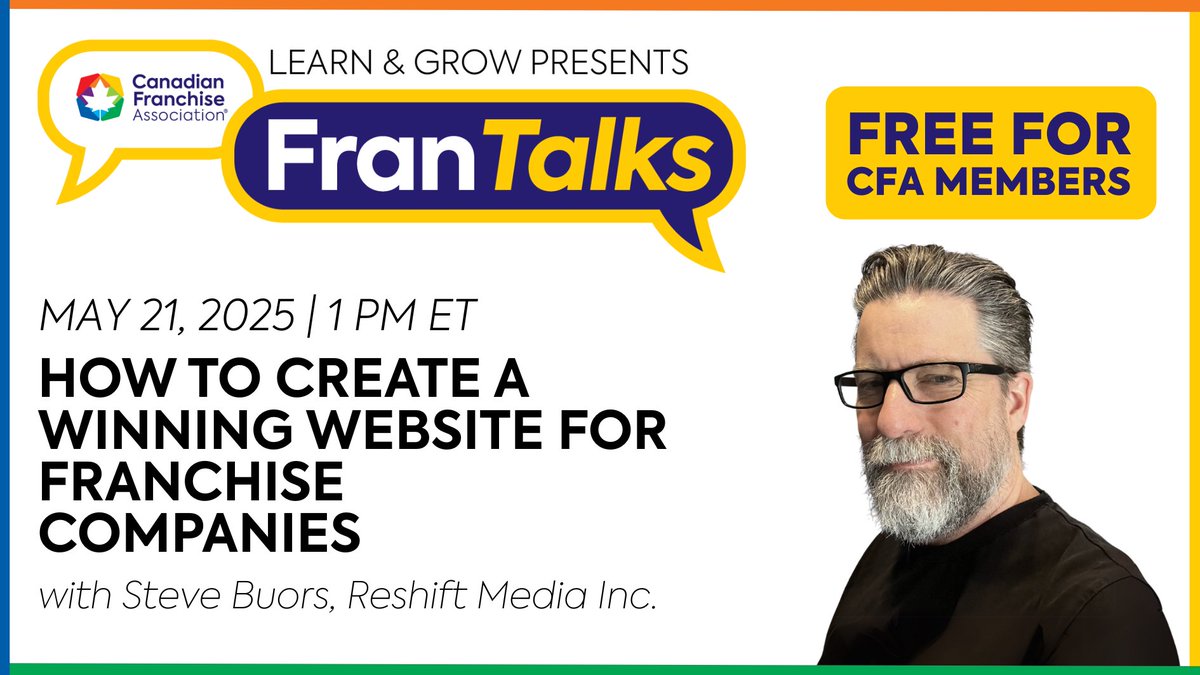 📢TODAY’S THE DAY!

Join us today at 1:00 PM ET for a Learn &amp; Grow webinar, discussing “How to Create a Winning Website for Franchise Companies.”

Registration is free! Sign up here: cfa.ca/blog/may-21-fr…

#CFAGrowingTogether #Franchising #LearnAndGrow #Webinar