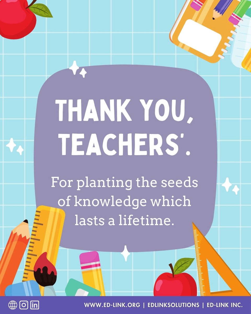 To the ones who turn lessons into life skills and classrooms into communities—thank you, teachers. Today we honor your impact, your heart, and your tireless dedication. #TeacherAppreciationDay #EdLink 📚✨