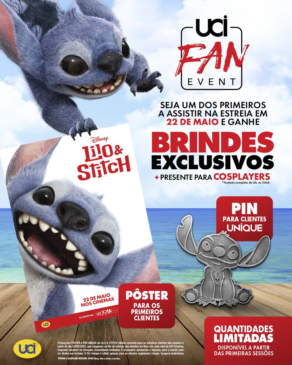 É amanhã! Estreia do monstrinho mais fofo da galáxia com UCI Fan Event de #LiloEStitch nos nossos cinemas - 22 de maio.